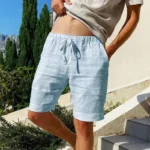 New men's cotton and linen solid color short - Image 6