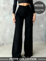 Lady's petite pure color casual elegant straight-leg long pants, suitable for daily outings office commutes