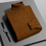 Autumn Mens High Quality Knitted Turtleneck Sweater Slim Fit Long Sleeve - Image 3