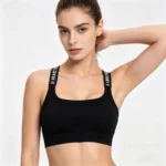Sports Underwear Women Yoga Fitness Seamless Crop Top Wide Letter Straps - Image 5