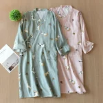 Japanese-style kimono pajamas summer new 100% cotton gauze pajamas nightgown - Image 2