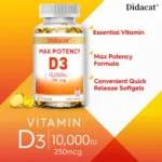 Vitamin D3 10,000 IU (250 mcg), Supports Immune Health, Calcium Absorption Muscle Function & Bone Strength - Image 4