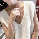 Sexy Women Mesh T-Shirts Transparent Lace Blouse Long Sleeve - Image 6