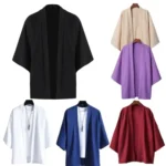 Summer Men Solid Color Kimono Cardigan Big Size 3XL Women Simple Haori Japanese Traditional Costume