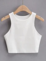 2023 Summer Fashion Women Sexy Slim Tops O-neck Sleeveless - Image 6