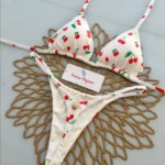 Print Sexy Bikini Sets Halter Lace-up Tops Thongs Beach Style Bathing Suit Y2k Swimsuits - Image 6